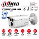 Cámara Dahua Bullet HFW1200DP 2MP Full HD 1080p 3.6mm Visión Nocturna Exterior
