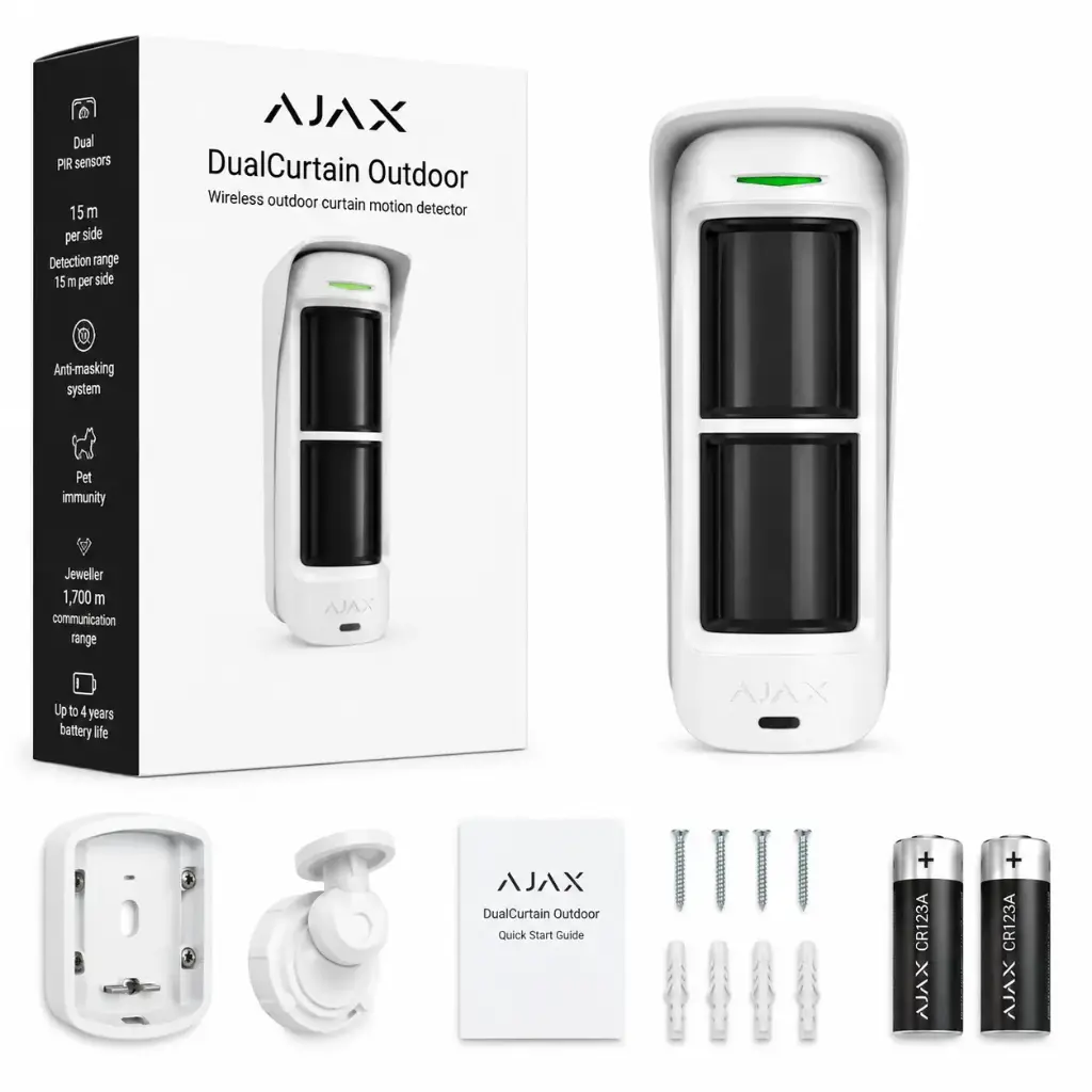Detector Movimiento Exterior AJAX DualCurtain Outdoor Inalámbrico Doble Cortina Antimascotas