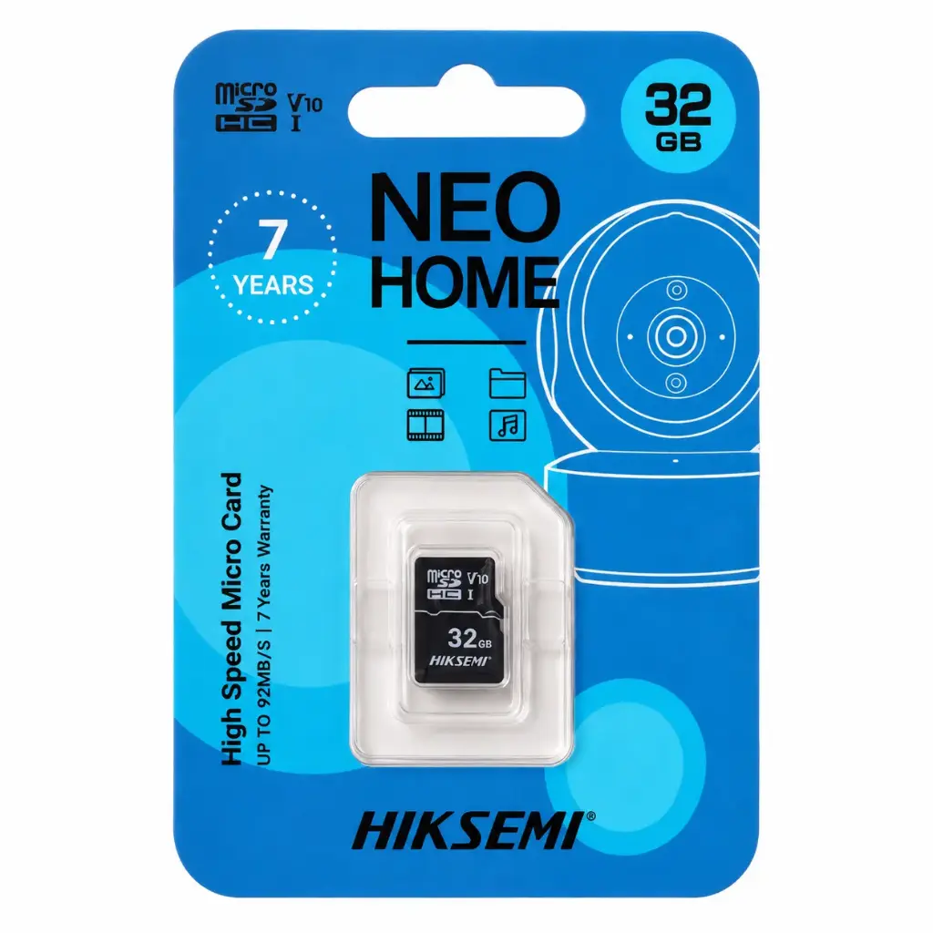 Tarjeta de Memoria Hiksemi Neo Home 32GB MicroSDHC Clase 10 UHS-I para Cámaras de Seguridad Full HD