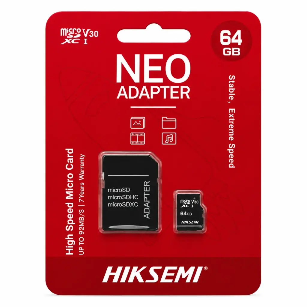 PROMO TARJETA MICRO SD HIKSEMI 64 GB CON ADAPTADOR