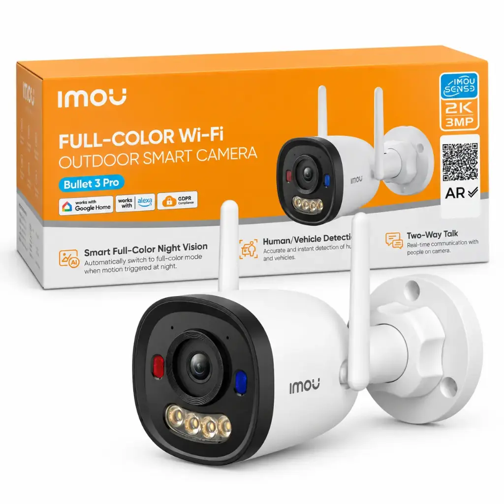 Cámara WiFi IMOU Bullet 3 Pro 3MP IPC-S3EP-3V0W Full Color Exterior WiFi 6 micrófono + parlante y sirena de 110 dB