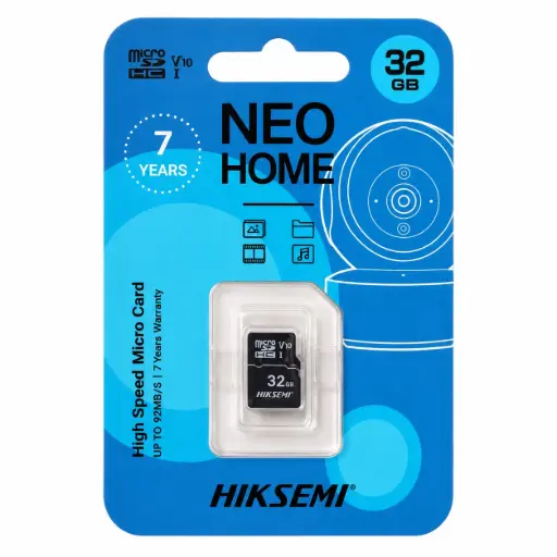 Tarjeta de Memoria Hiksemi Neo Home 32GB MicroSDHC Clase 10 UHS-I para Cámaras de Seguridad Full HD