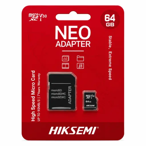 PROMO TARJETA MICRO SD HIKSEMI 64 GB CON ADAPTADOR